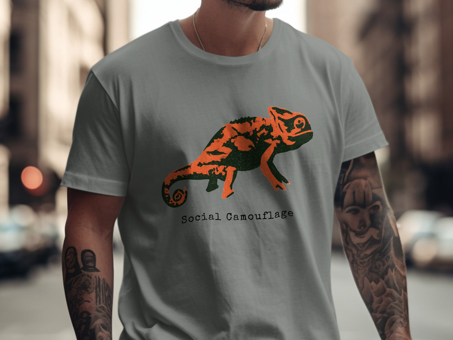 Social Camouflage Chameleon T-Shirt, Funny Introvert Tee, Humorous Animal Print Shirt, Quiet Person Gift Idea, Unique Graphic Tee