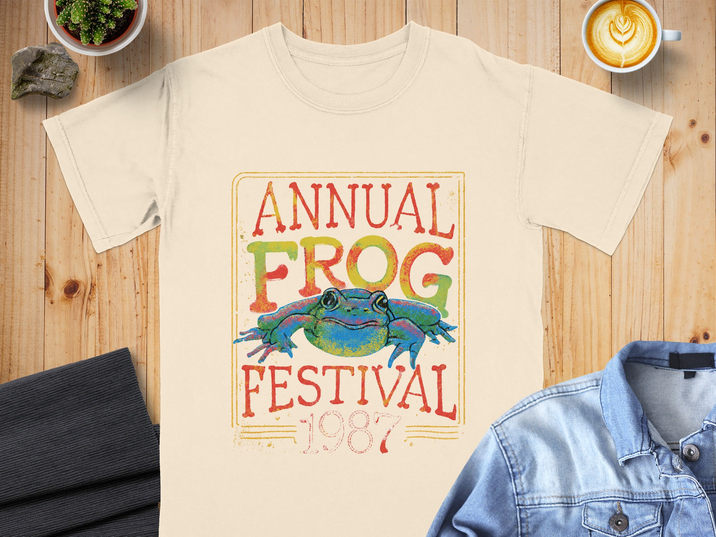 Annual Frog Festival 1987 graphic tee with a frog in the center.