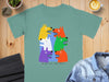 T-shirt with six colorful cartoon dogs and text "DO NOT LET THEM DRIVE".