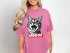 Distressed Yelling Cat T-Shirt, Meow Graphic Tee, Edgy Grunge Cat Lover Gift Shirt for Pet Owners, Unique Funny Animal Tee