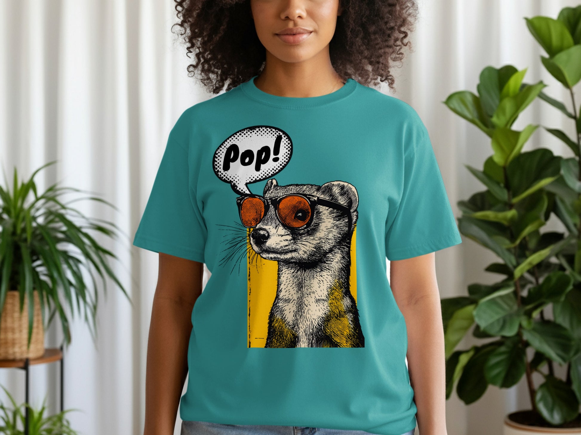 Ferret wearing sunglasses and a "POP!" speech bubble.