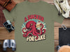 Red octopus with cake and text "A Sucker For Cake".