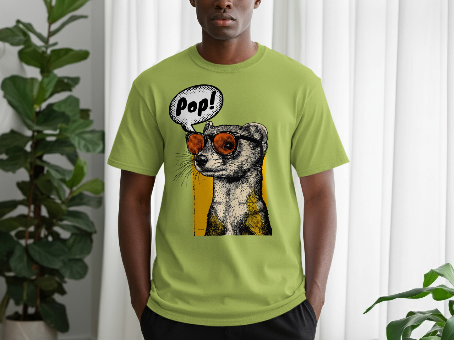 Pop Art Weasel Sunglasses T-Shirt, Funny Animal Tee, Retro Indie Graphic Shirt, Cool Weasel Lover Gift for Him Her