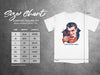 Size chart for Comfort Colors 1717 heavyweight adult tee with vampire graphic.