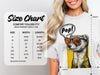 Comfort Colors 1717 size chart for heavyweight adult tee with ferret illustration.