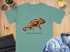 Teal t-shirt with orange chameleon graphic and "Social Camouflage" text.